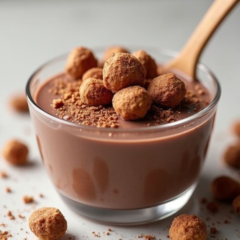 Silky Chocolate Protein Pudding with Toasted Hazelnuts