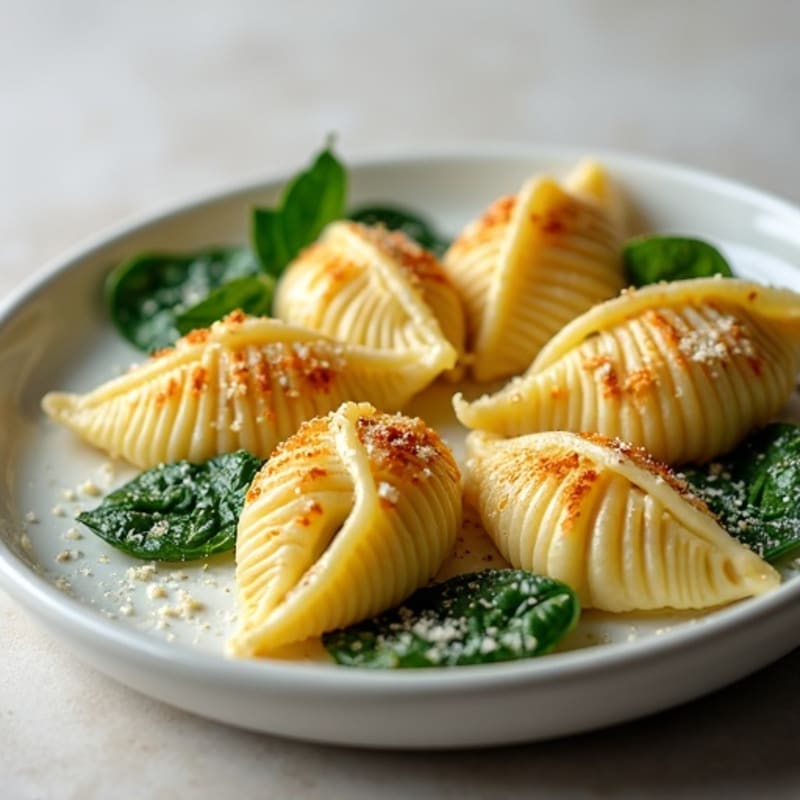 Creamy Spinach and Ricotta Baked Shells