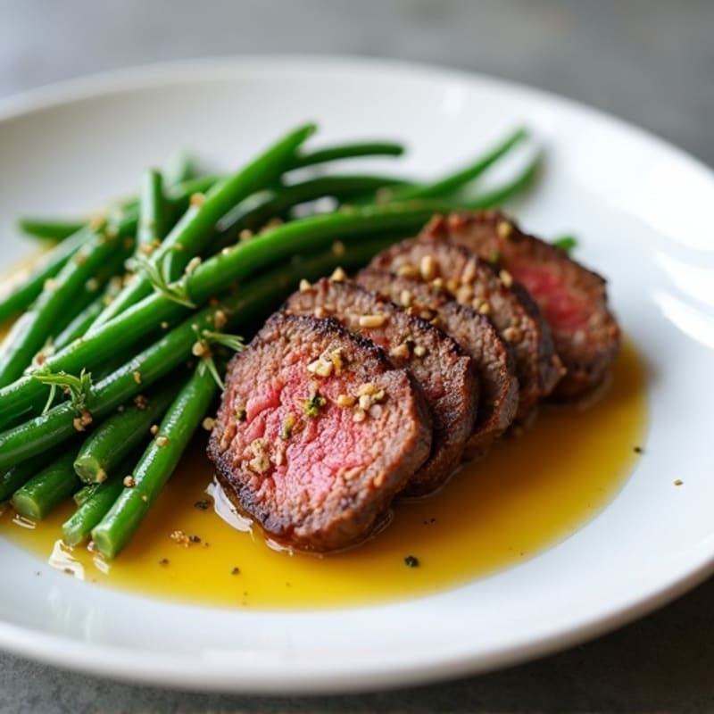 Seared Beef Medallions with Garlic Green Beans