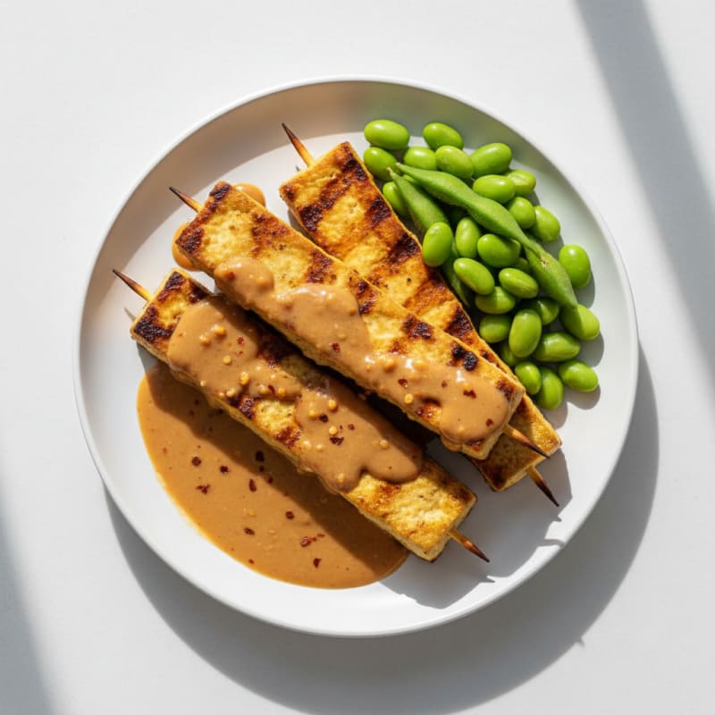 Satay Tofu Skewers with Peanut Sauce