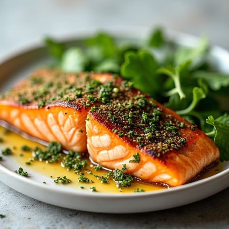 Herb-Crusted Pan Seared Salmon with Lemon