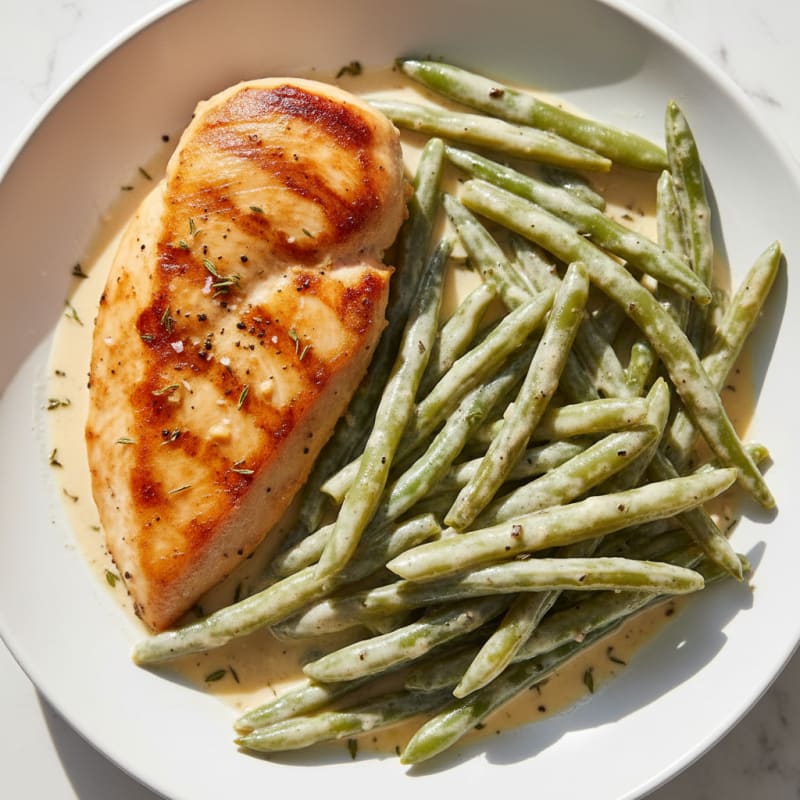 Pan-Seared Chicken with Creamy Green Beans