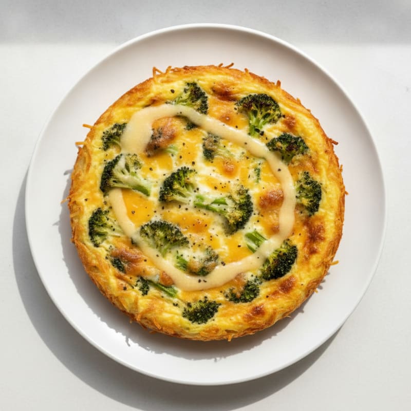Broccoli Cheddar Quiche with Hash Browns