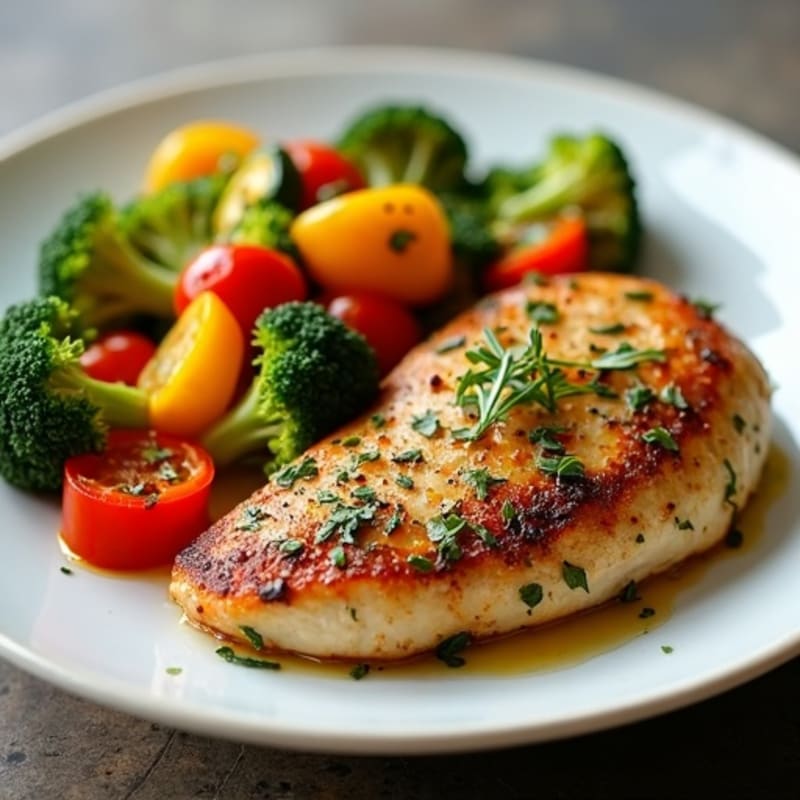 Herb-Crusted Pan Seared Chicken with Roasted Vegetables