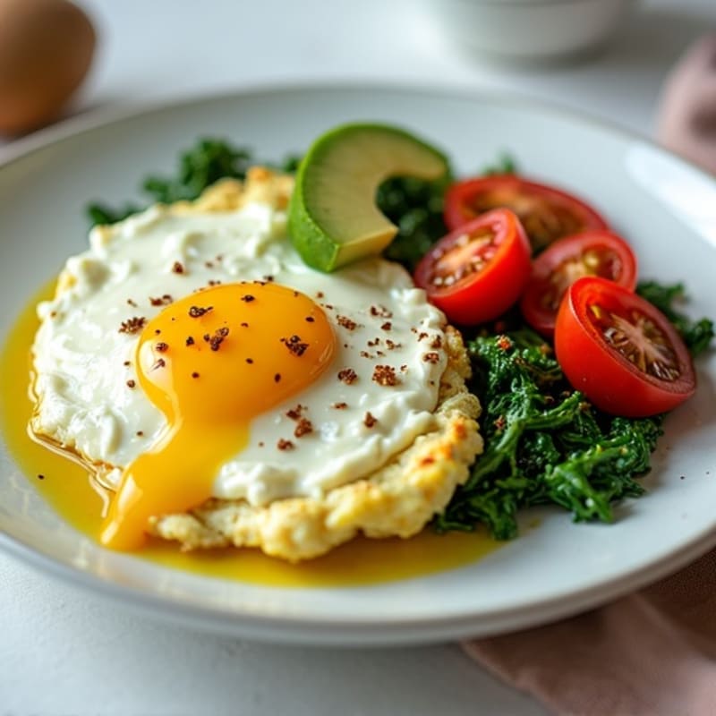 Egg White and Spinach Scramble with Cottage Cheese and Fresh Tomatoes