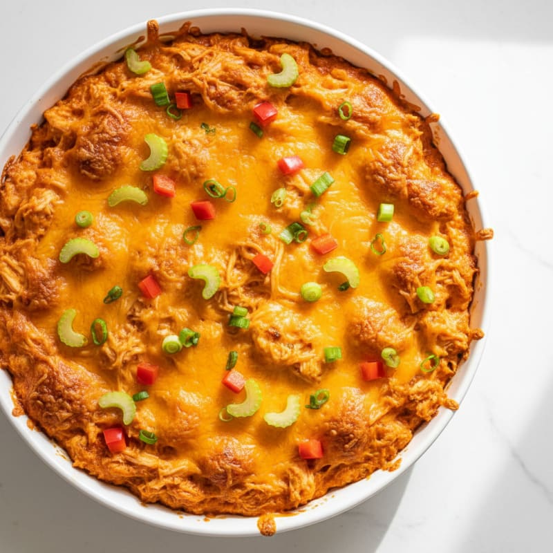Creamy Buffalo Chicken Dip Bake