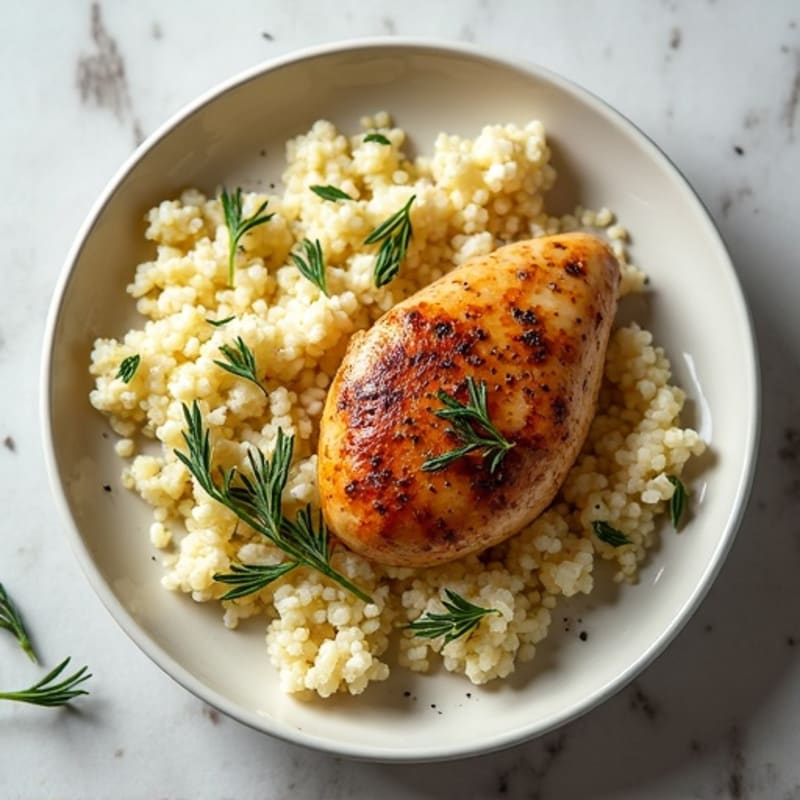Herb-Roasted Chicken with Fluffy Cauliflower Rice