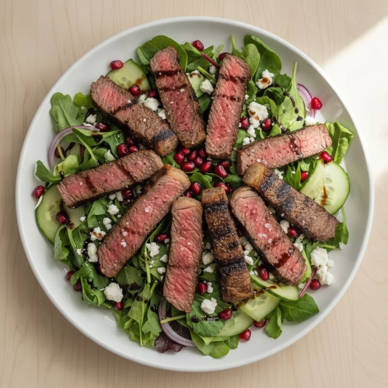 Grilled Steak Pomegranate Salad with Feta
