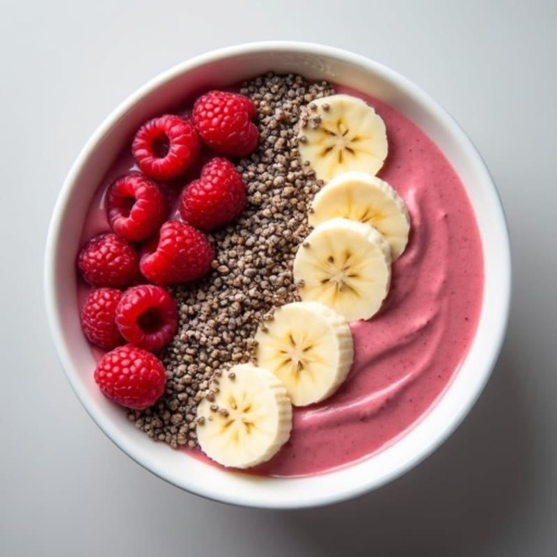 Creamy White Chocolate Raspberry Protein Smoothie Bowl
