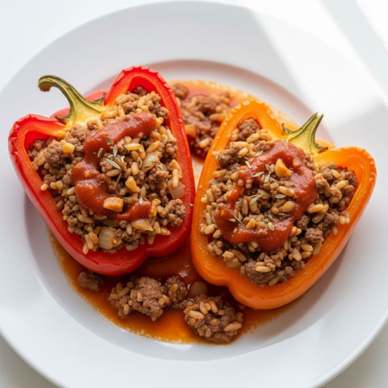 Beef and Rice Stuffed Bell Peppers