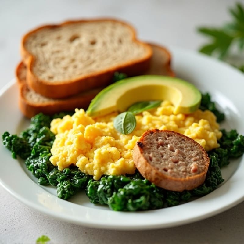 Egg White Scramble with Spinach and Turkey Sausage