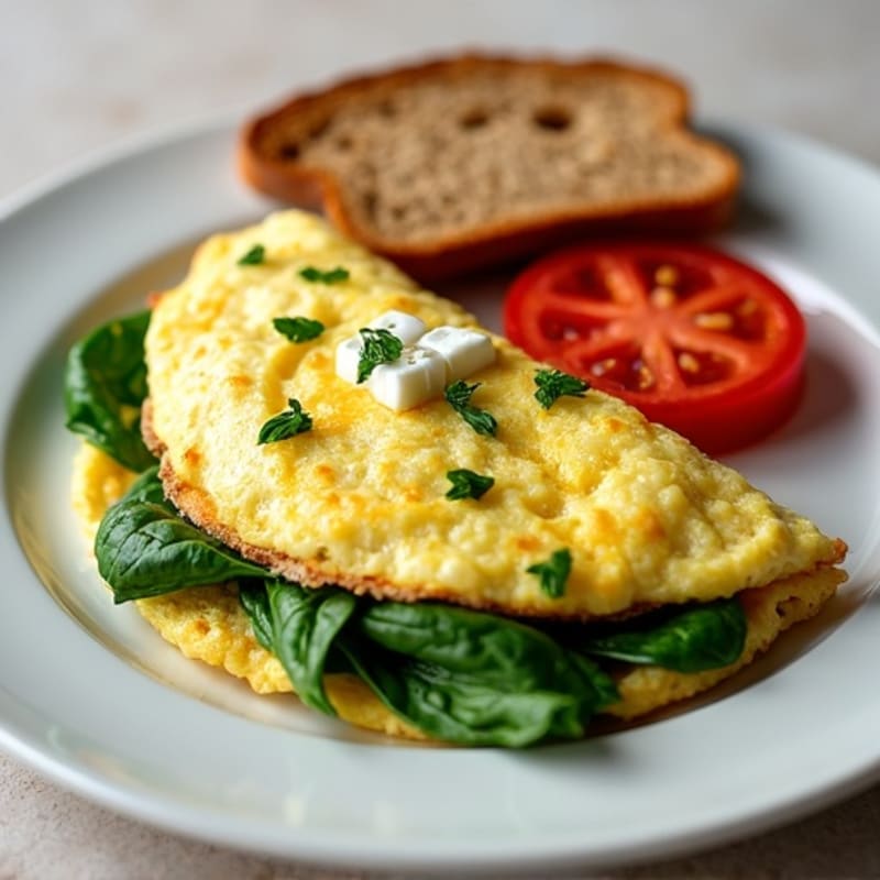 Fluffy Spinach Feta Egg White Omelette