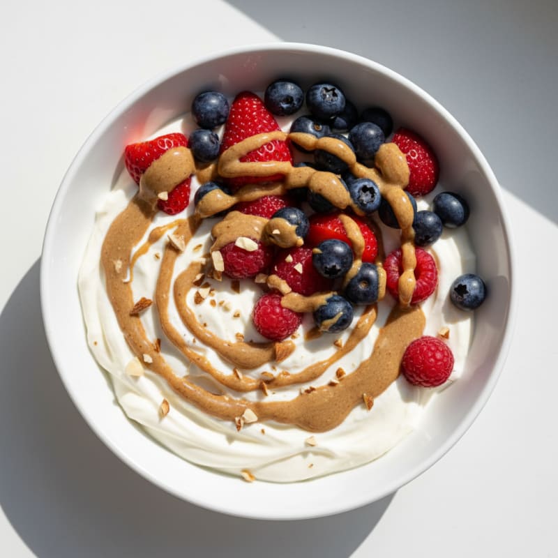 Greek Yogurt Protein Bowl with Mixed Berries and Almond Butter