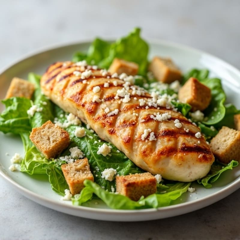 Grilled Chicken Caesar Salad with Crispy Romaine
