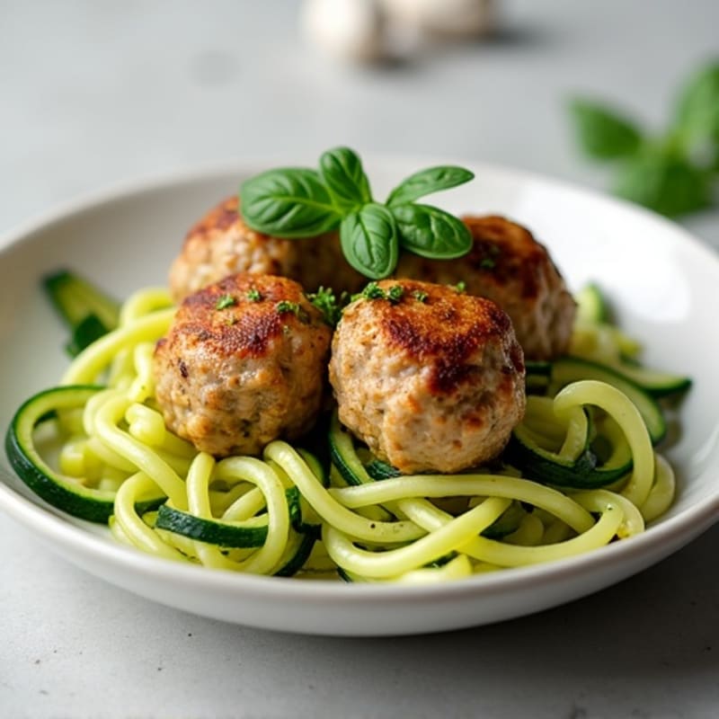 Herb-Garlic Turkey Meatballs with Zucchini Noodles