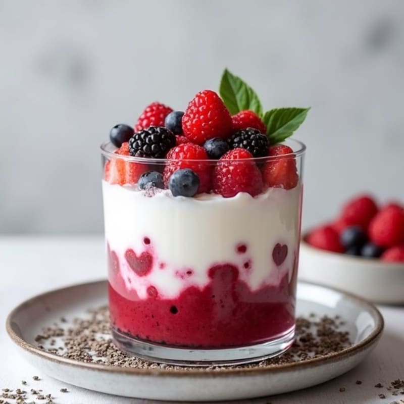 Greek Yogurt Protein Parfait with Mixed Berries and Chia