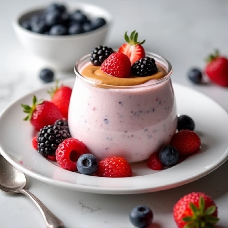 Greek Yogurt Protein Mousse with Mixed Berries