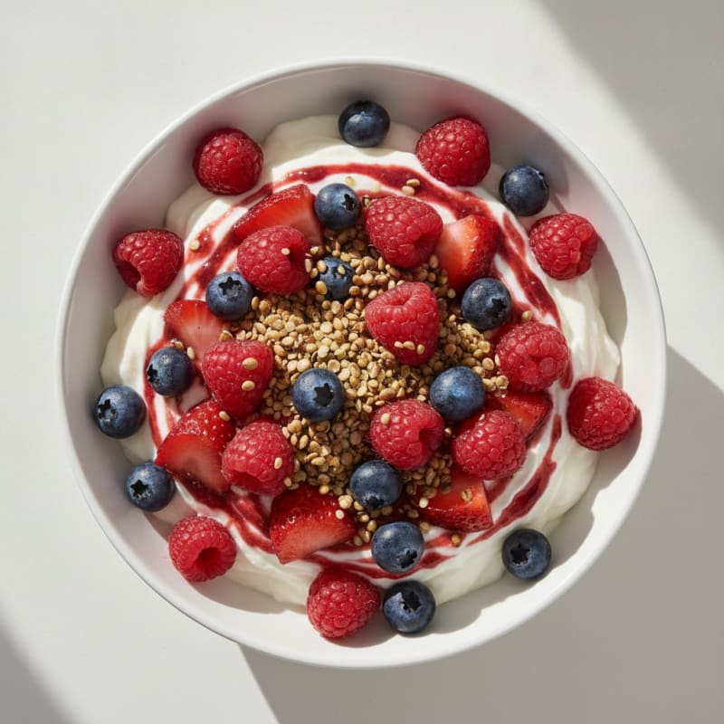 Creamy Greek Yogurt Protein Pudding with Mixed Berries