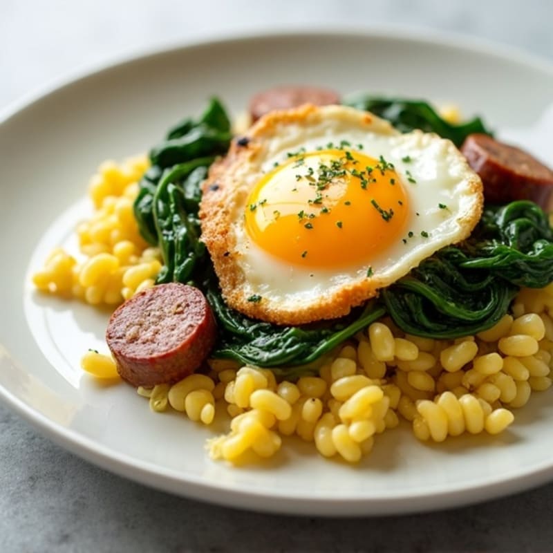 Egg White and Turkey Sausage Scramble with Spinach