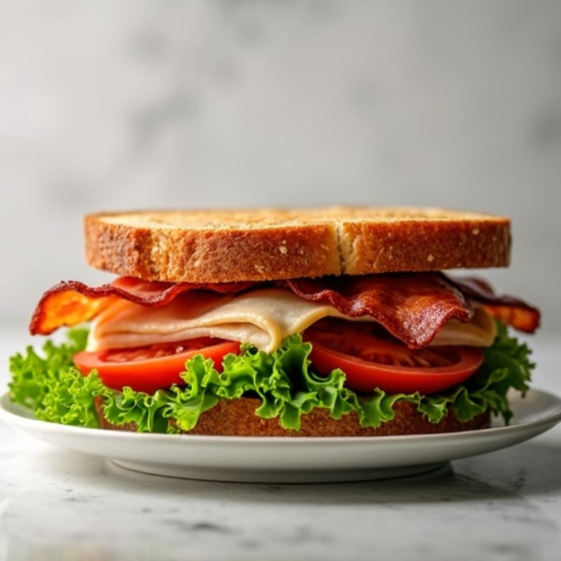 Lean Turkey Club Sandwich with Crispy Bacon and Fresh Greens