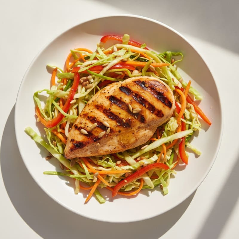 Grilled Chicken Breast with Crunchy Vegetable Slaw