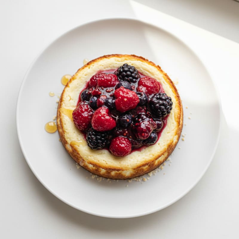 Greek Yogurt Protein Cheesecake with Mixed Berries
