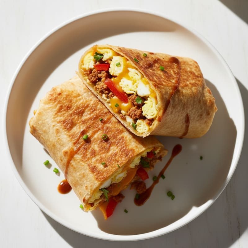 Crispy Chorizo and Egg Breakfast Burrito