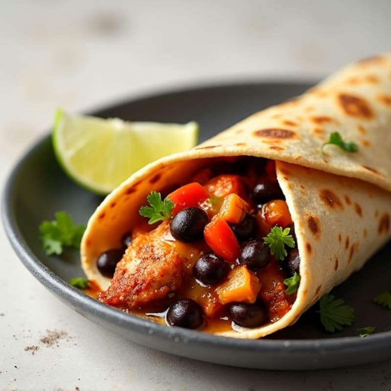 Spicy Baked Chicken and Black Bean Tortillas