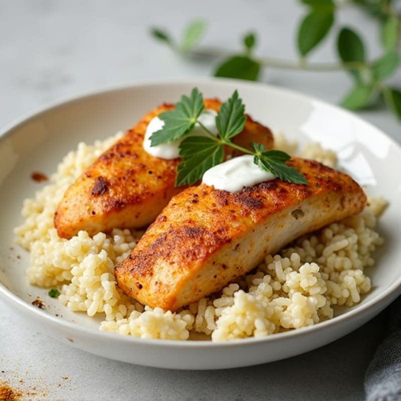 Creamy Yogurt-Spiced Chicken with Cauliflower Rice