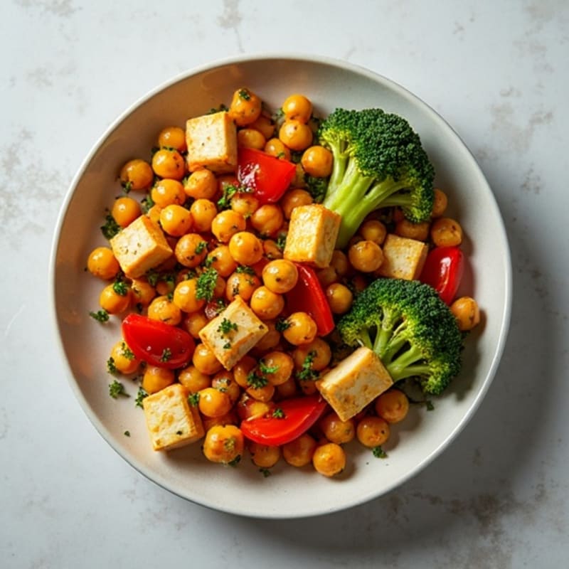 Crispy Lemon-Herb Roasted Chickpeas with Roasted Vegetables