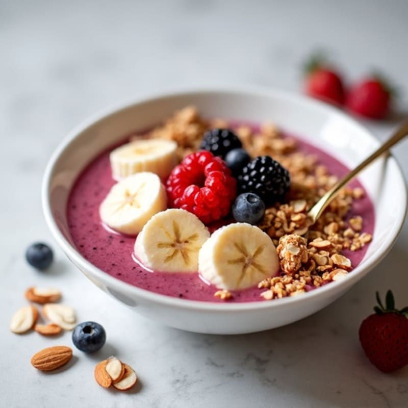 Cottage Cheese Berry Smoothie Bowl with Almonds