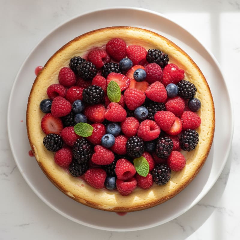Greek Yogurt Protein Cheesecake with Mixed Berries