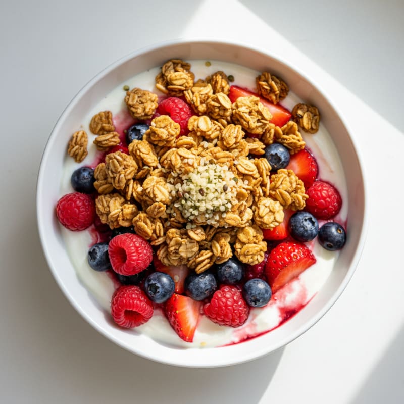 Creamy Greek Yogurt Parfait with Protein Granola and Mixed Berries