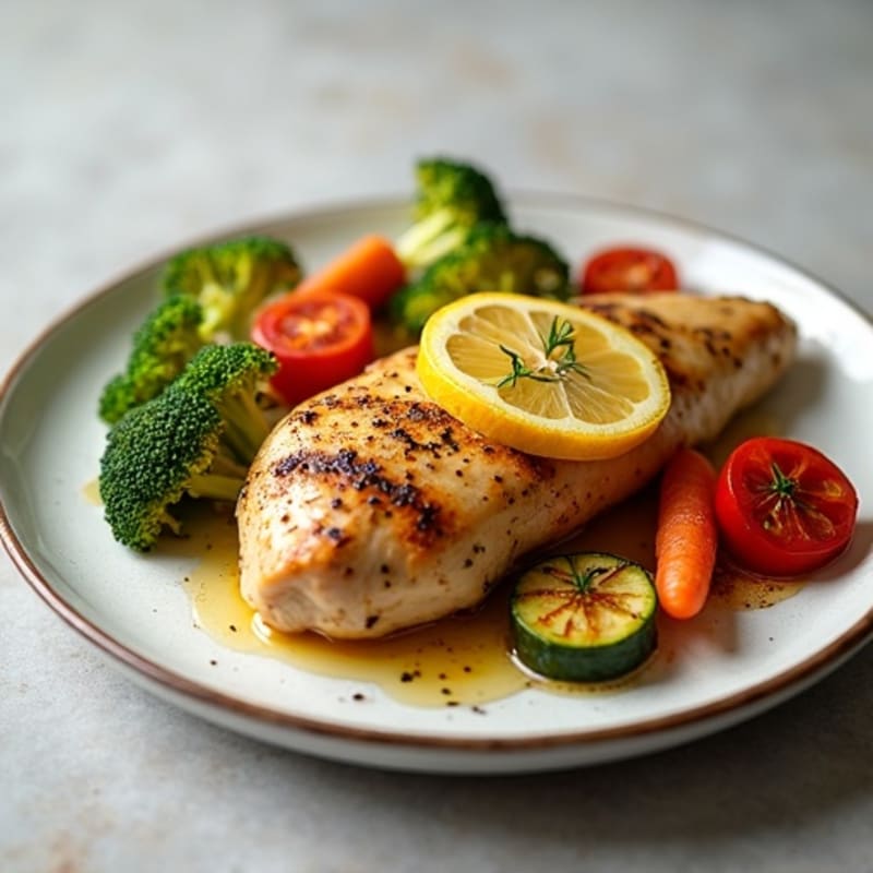 Crispy Lemon Herb Roasted Chicken with Roasted Vegetables