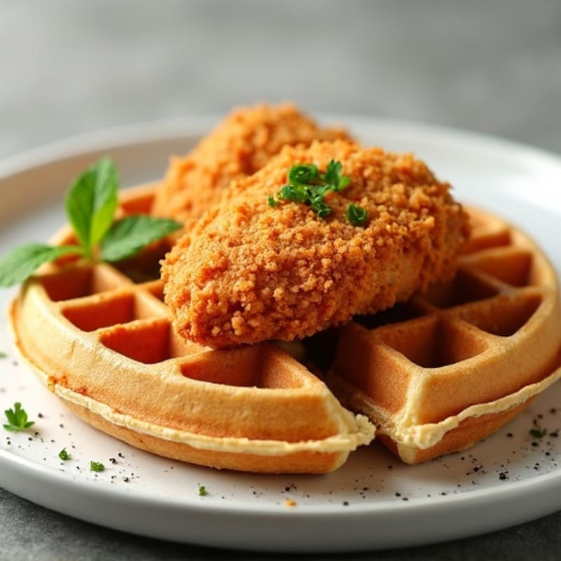 Crispy Baked Golden Chicken with Fluffy Whole Wheat Waffles