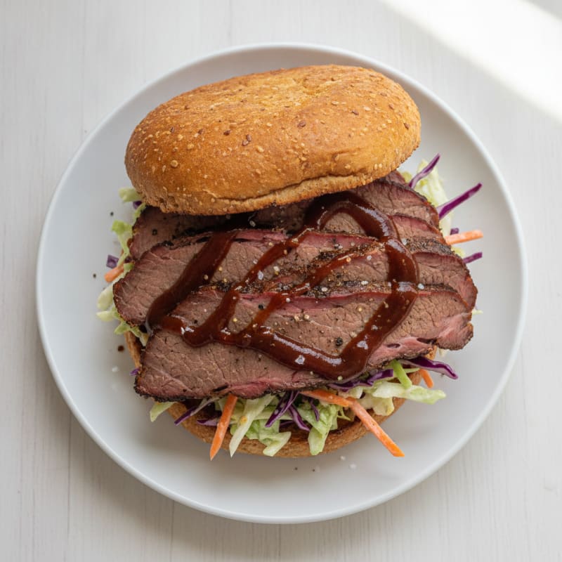 Smoky Brisket Sandwich with Tangy Slaw