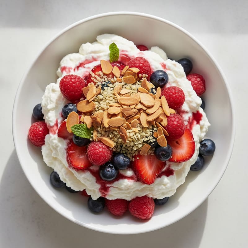 Silky Greek Yogurt Protein Parfait with Mixed Berries
