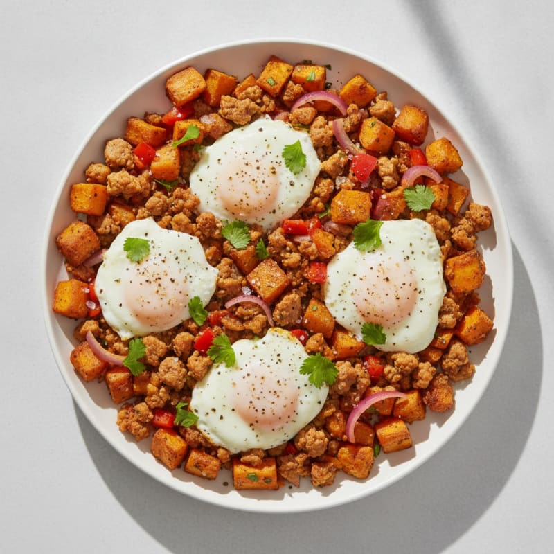 Baked Egg and Sweet Potato Hash