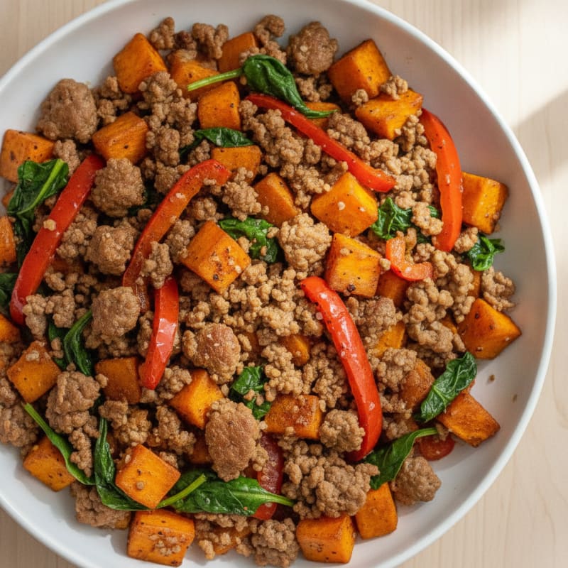 Ground Beef and Sweet Potato Skillet