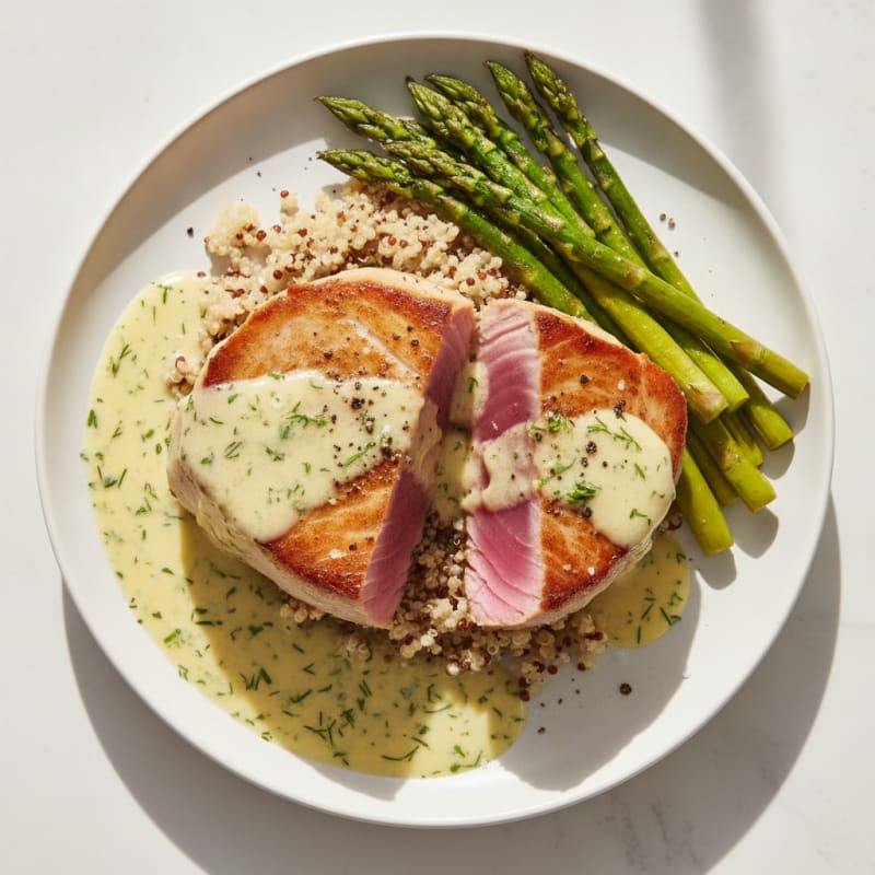 Pan-Seared Tuna with Lemon-Dill Sauce