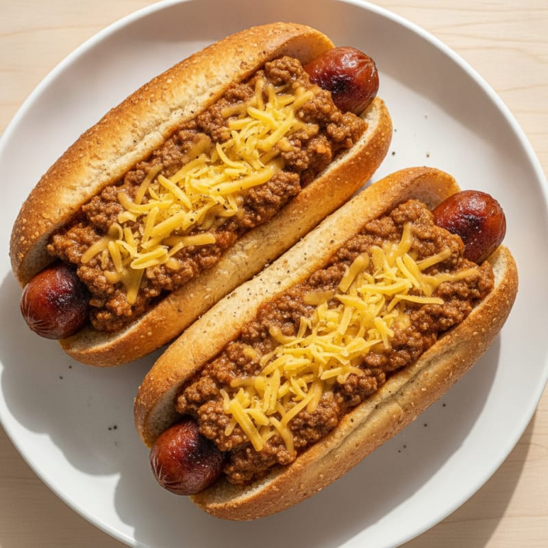 Chili Cheese Beef Hot Dogs