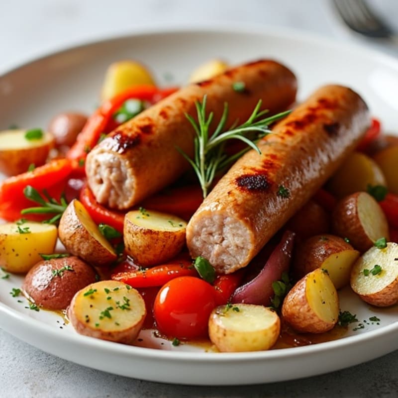 Sheet Pan Italian Sausage and Herb-Roasted Potato Bake