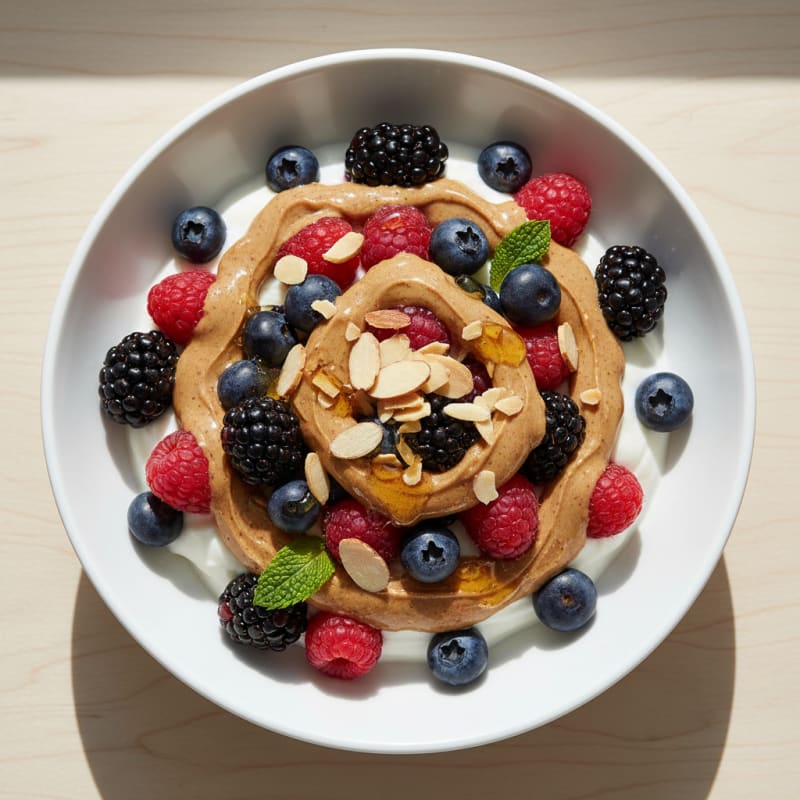Greek Yogurt Parfait with Berries and Almond Butter