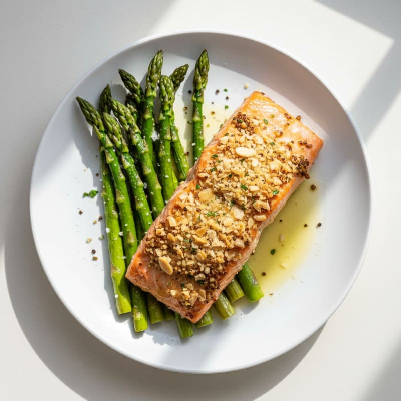 Golden Herb-Crusted Salmon with Roasted Asparagus