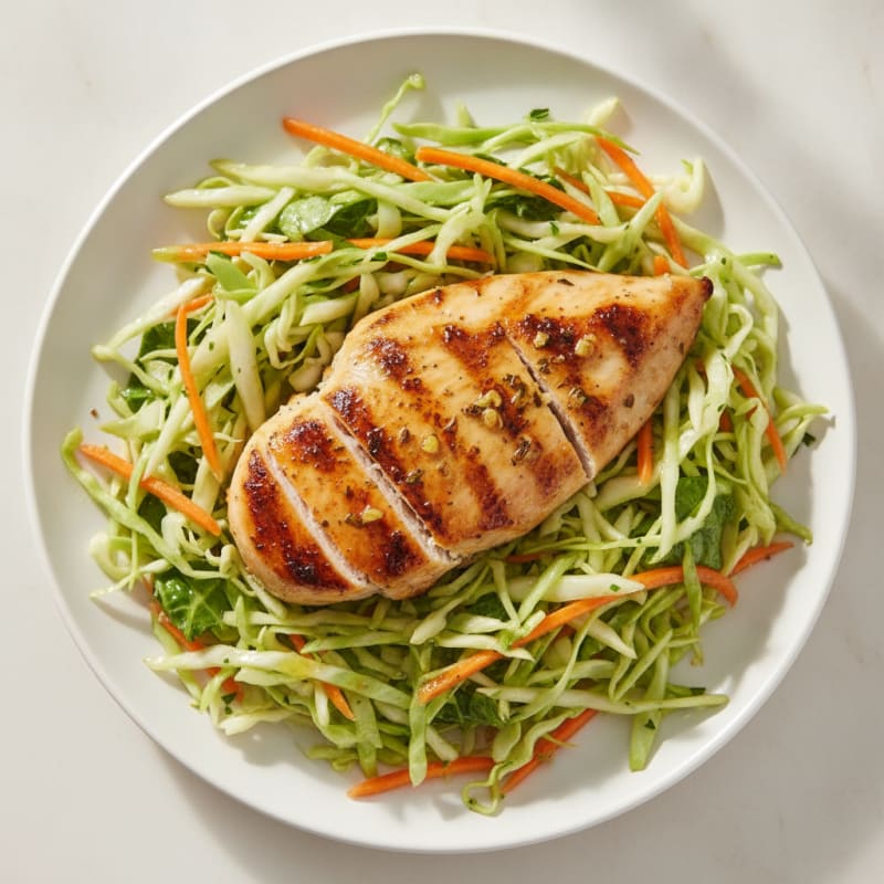 Grilled Chicken Breast with Crunchy Cabbage Slaw