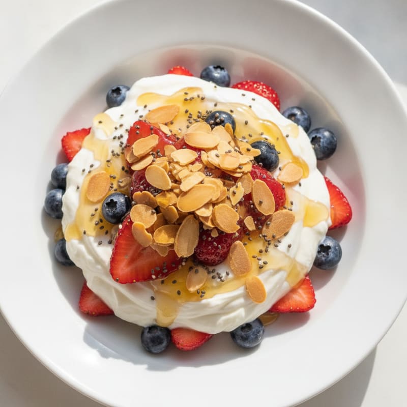 Creamy Greek Yogurt Parfait with Mixed Berries and Almonds