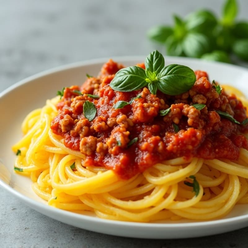 Spaghetti Squash with Lean Ground Turkey Marinara and Fresh Basil