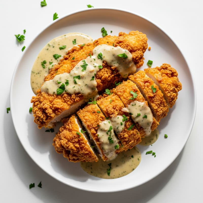 Crispy Buttermilk Fried Chicken with Creamy Gravy