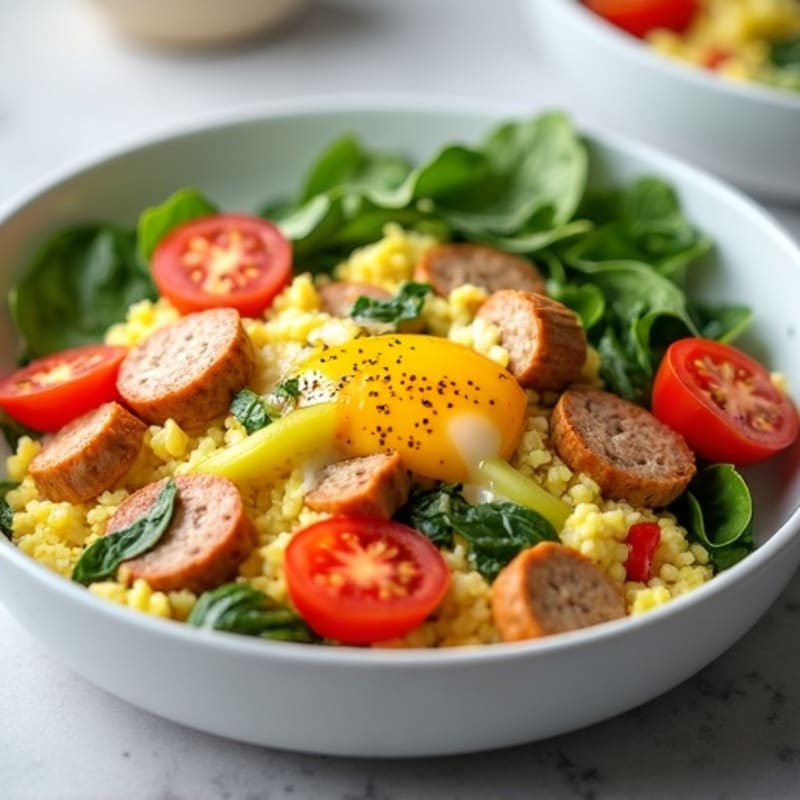 Egg White Vegetable Scramble with Turkey Sausage
