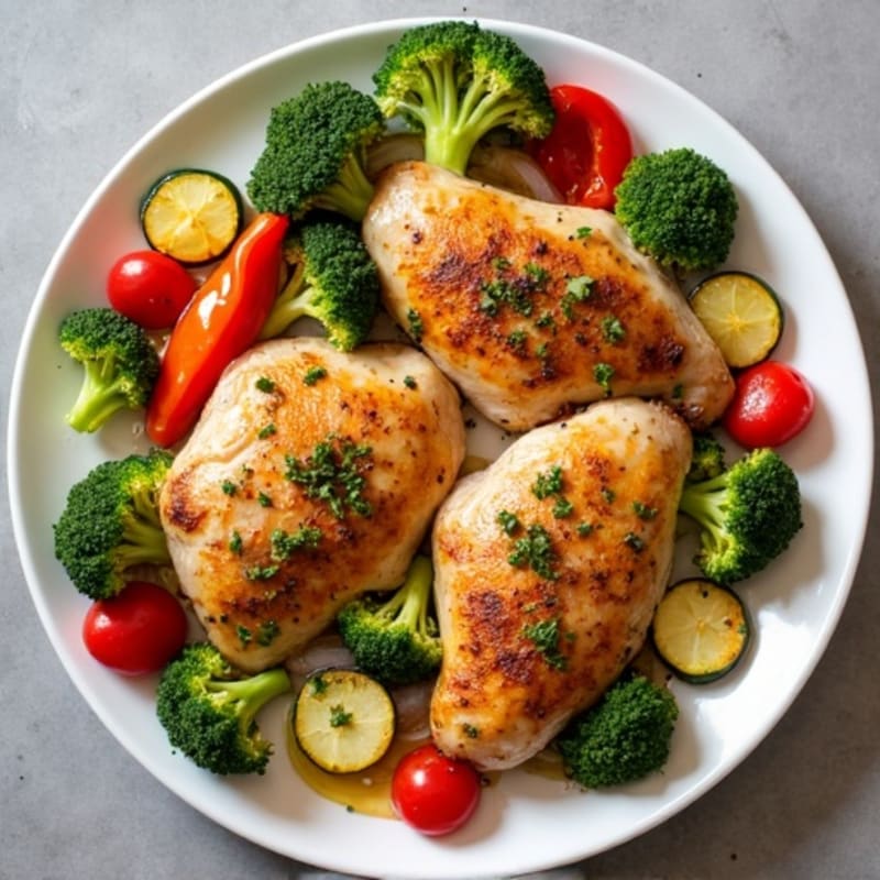 Sheet Pan Lemon Herb Roasted Chicken and Crispy Vegetables